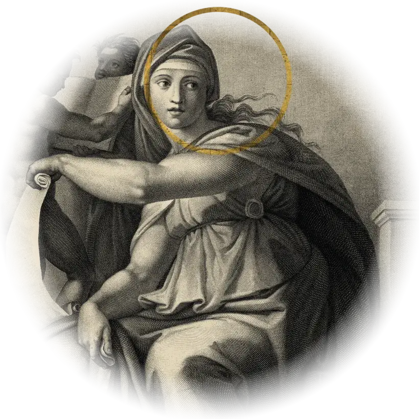 The Delphic Sibyl, engraving after Michelangelo